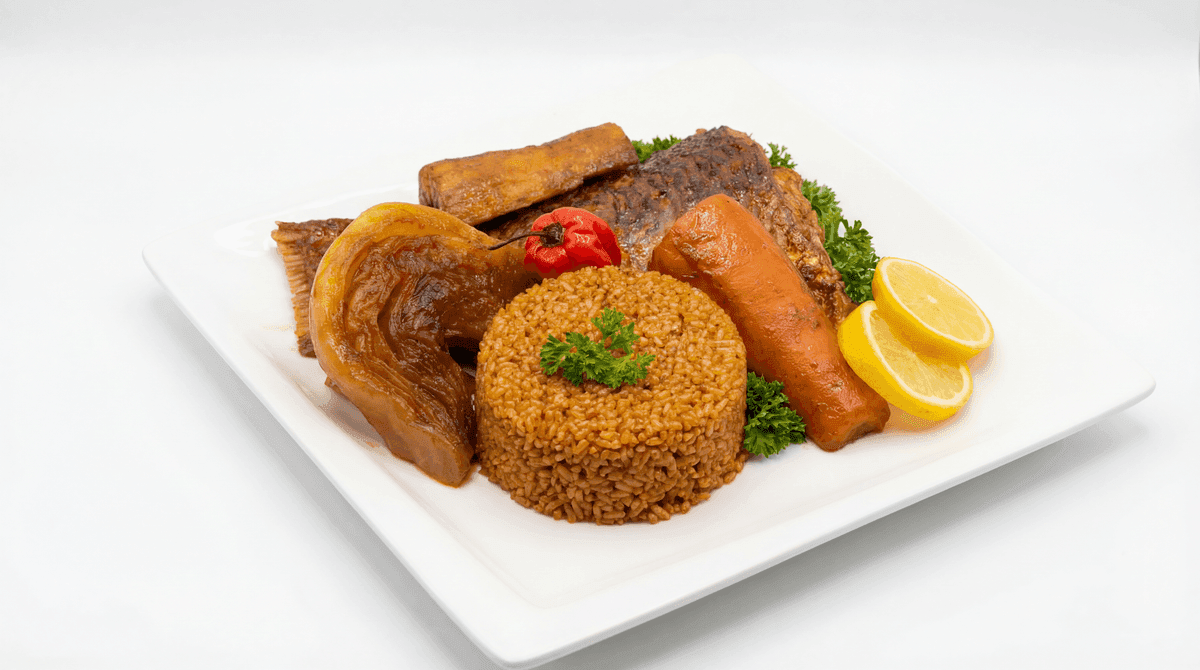 Thieboudienne - Senegal national dish with Jollof rice and fish